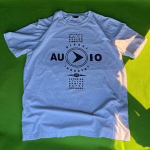 Medium Diesel Audio Industry Graphic Print White Mens T Shirt